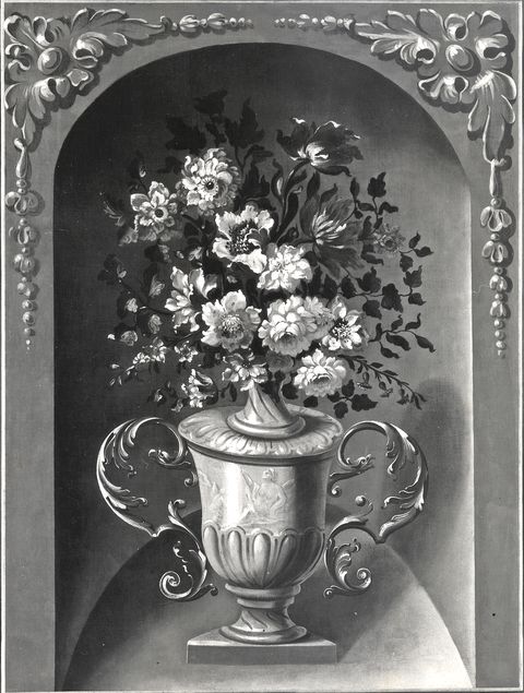 Gamberoni, Silvio — Autore non indicato - sec. XVII - Natura morta con vaso di fiori in una nicchia — insieme